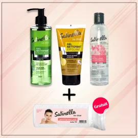 Pack 4 : Gel exfoliant + Gel nettoyant + eau micellaire + coton disque gratuit