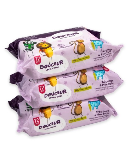 Douceur Lovely Baby lingette lot de 3*72 pièces