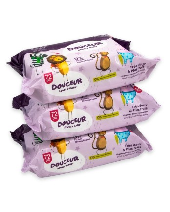 Douceur Lovely Baby lingette lot de 3*72 pièces